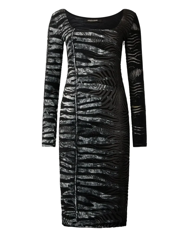 Roberto Cavalli Minikleid mit Zebra-Print - Schwarz Schwarz