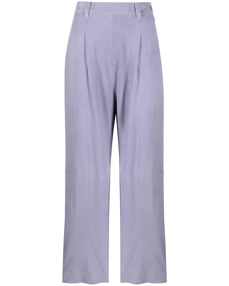 forte_forte Wildleder-Hose mit hohem Bund - Violett Violett