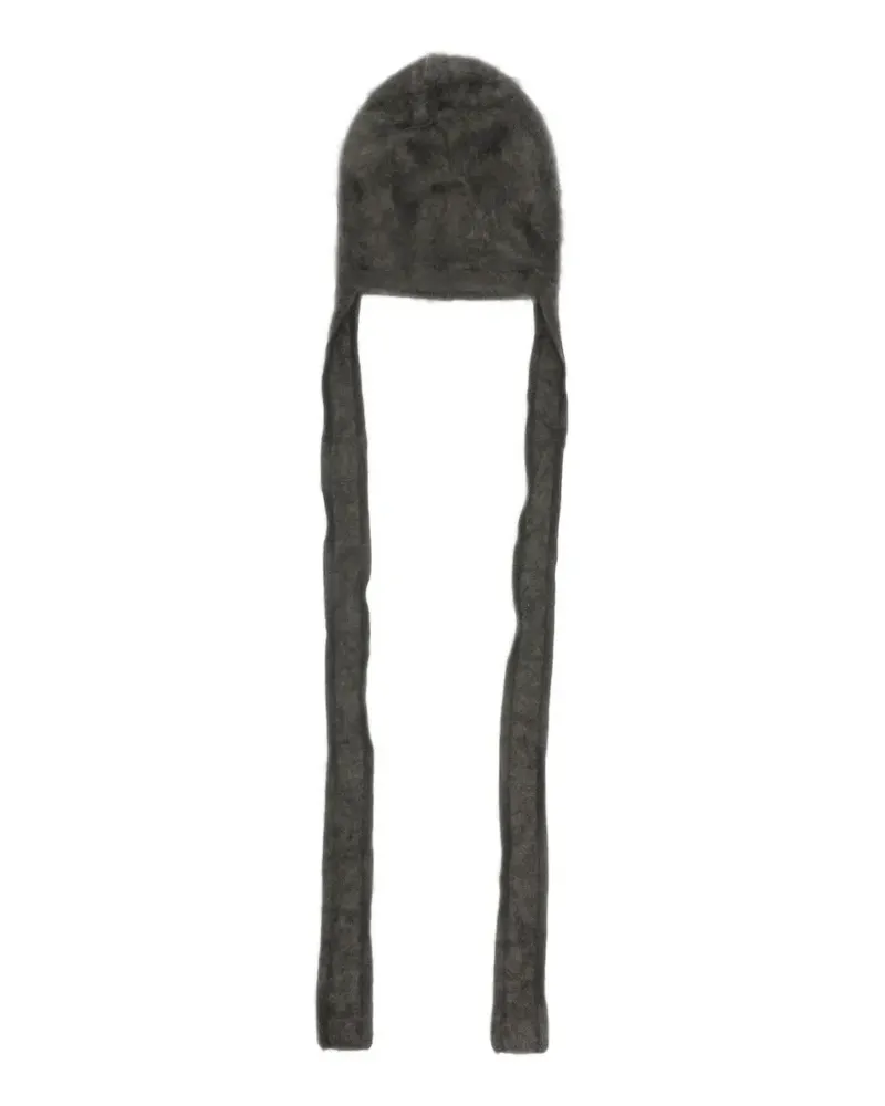 Lisa Yang Beanie mit Bindebändern und gebürstetem Finish - Grau Grau