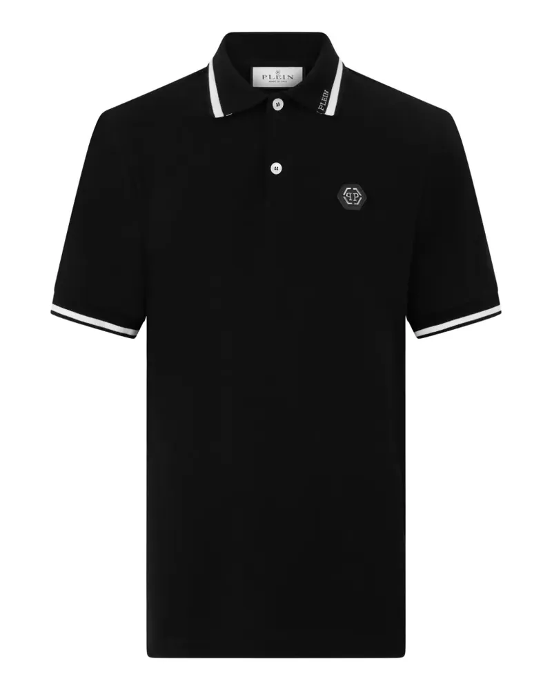 Philipp Plein Poloshirt mit Logo-Schild - Schwarz Schwarz