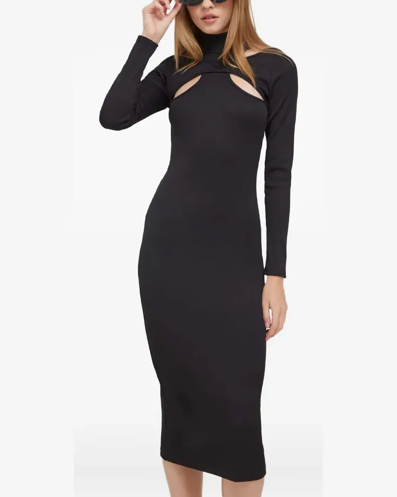 HUGO BOSS Midikleid mit Cut-Out - Schwarz Schwarz