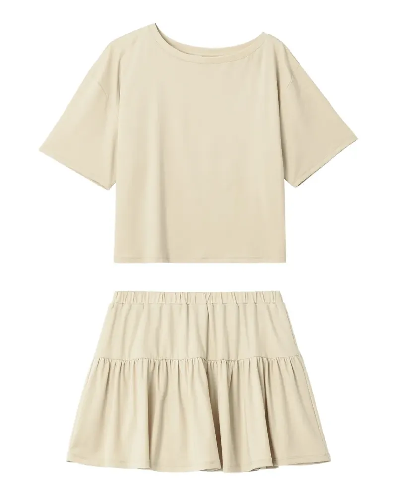 b+ab off-shoulder tiered pyjama set - Nude Nude