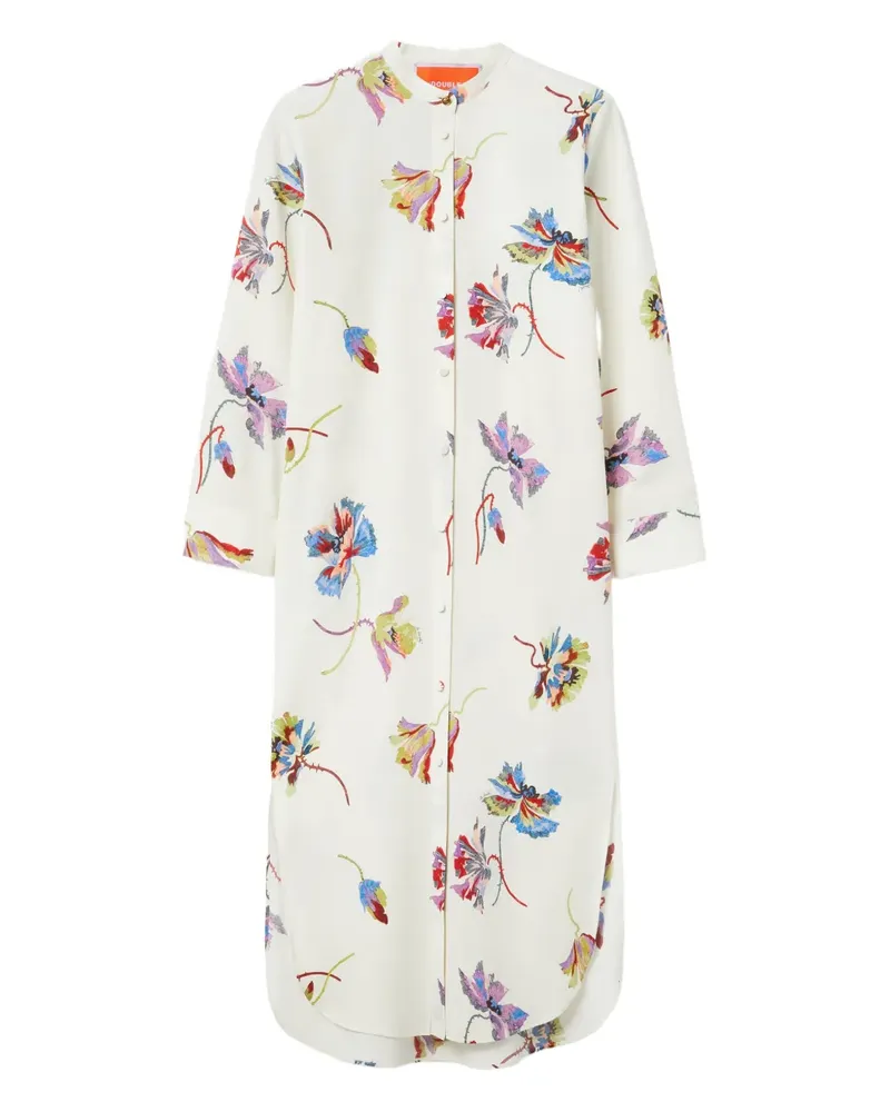 La DoubleJ Hemdkleid mit Blumen-Print - Weiß Weiß