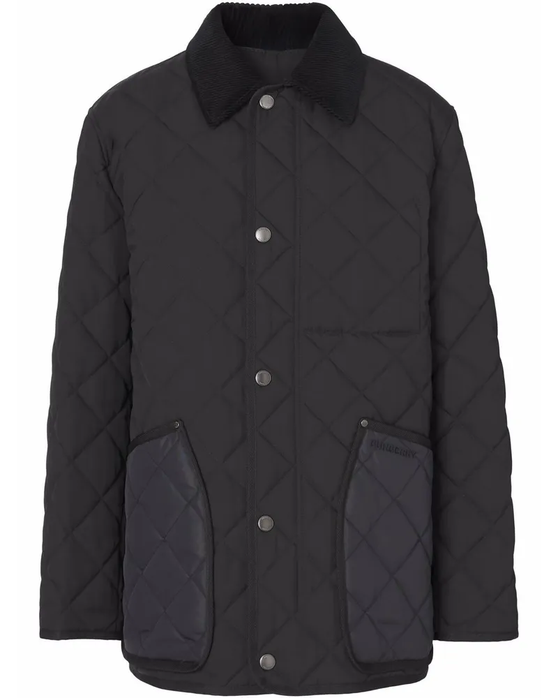 Burberry Gesteppte Jacke mit Cordkragen - Schwarz Schwarz