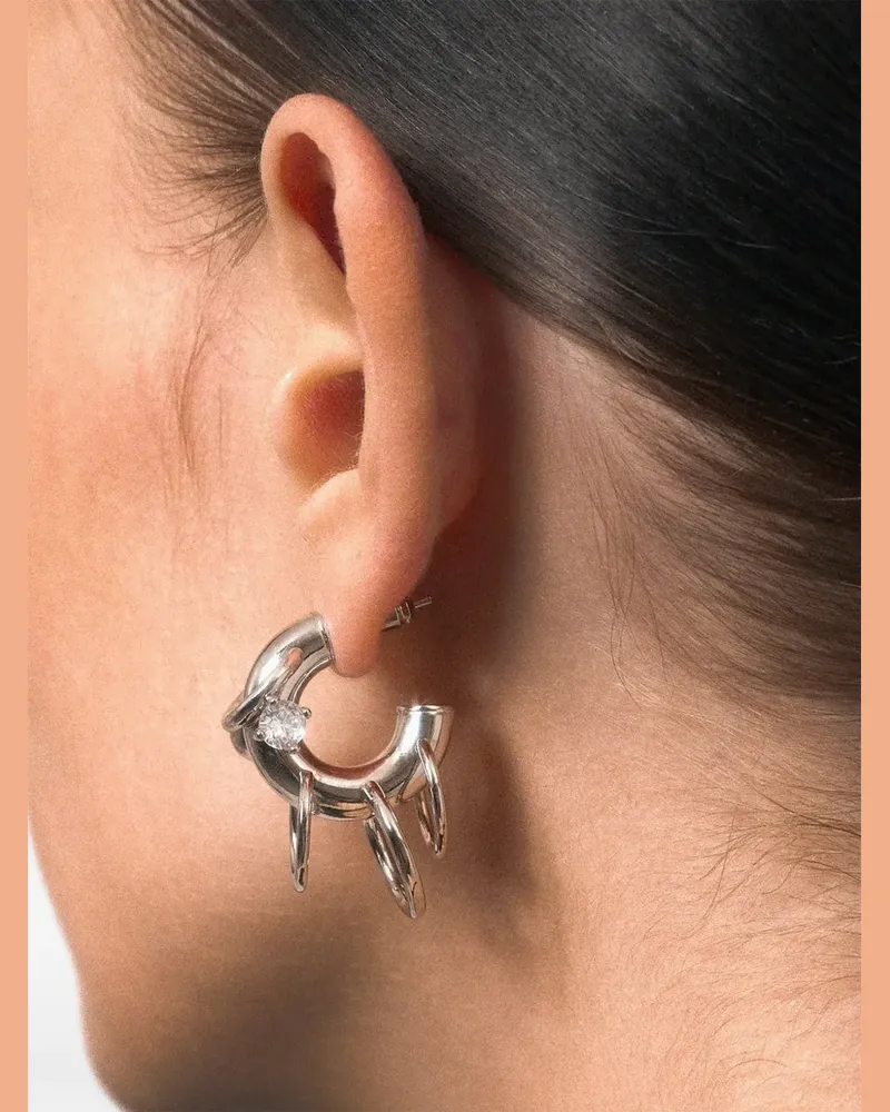 PANCONESI Serpent Creolen mit Kristallen - Silber Silber
