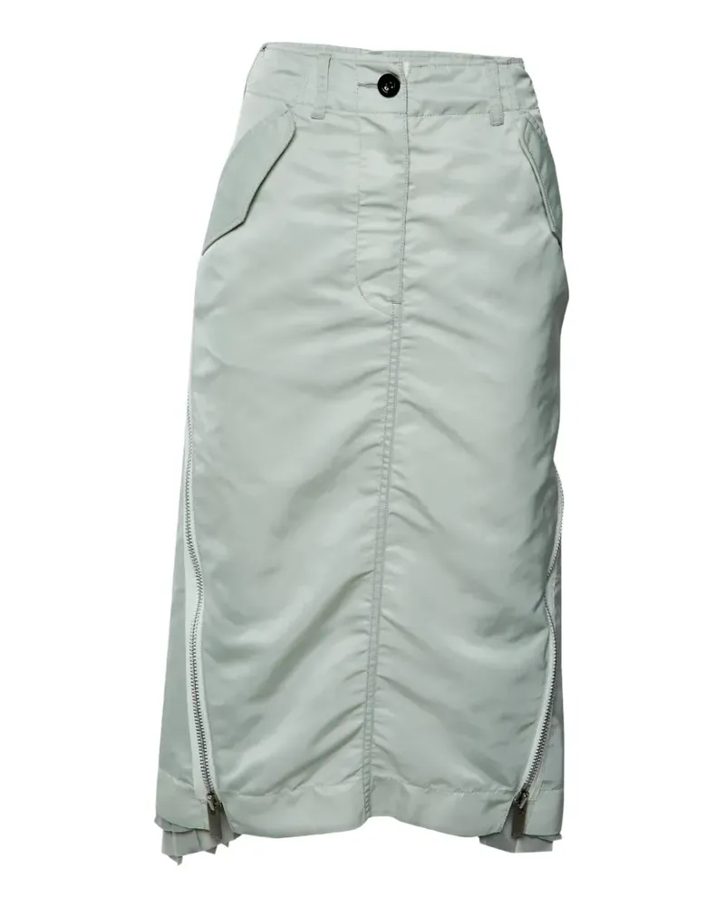 Sacai Midirock mit Falten - Grün Grün