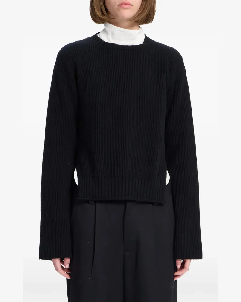 Ann Demeulemeester Gerippter Kaschmirpullover - Schwarz Schwarz