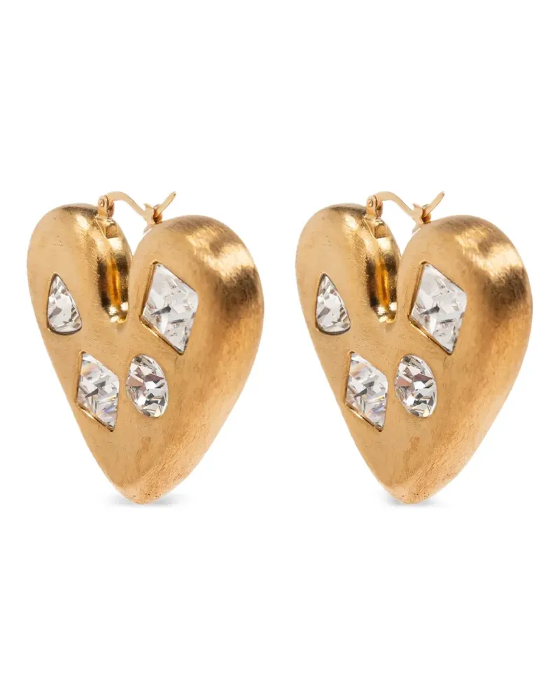 Jacquemus Ohrringe in Herzform mit Kristallen - Gold Gold