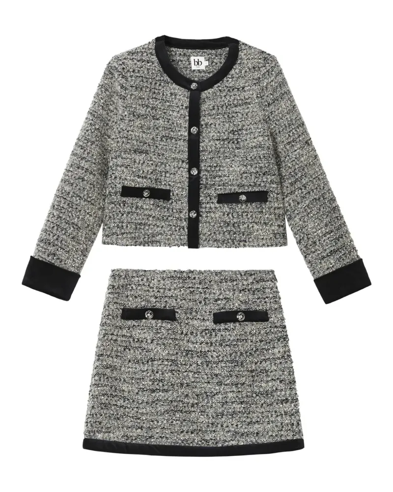 b+ab Set aus Jacke und Rock mit Tweed-Effekt - Grau Grau