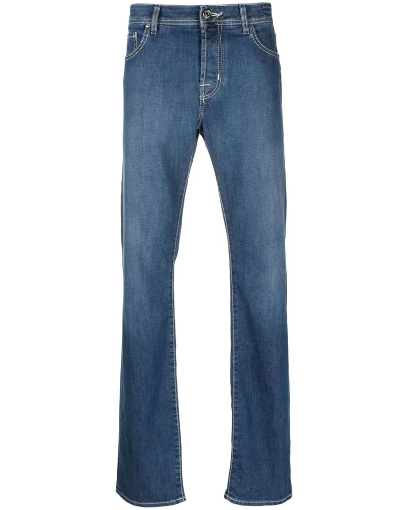 Jacob Cohën Straight-Leg-Jeans mit Logo - Blau Blau