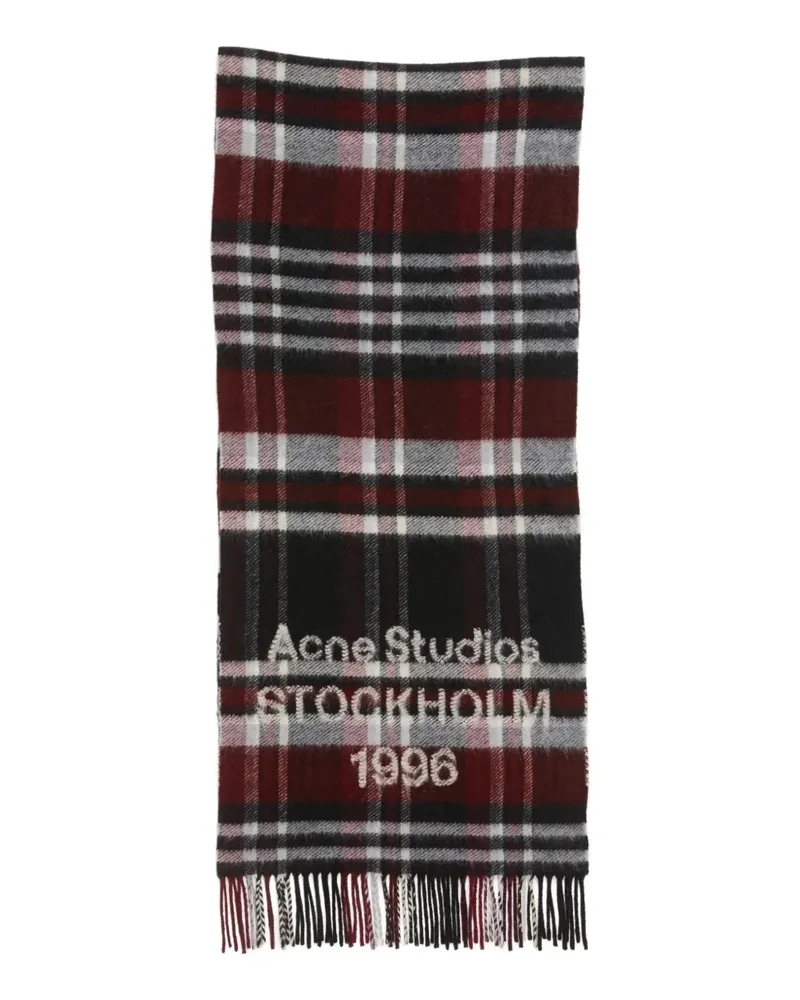 Acne Studios Karierter Schal mit Logo - Schwarz Schwarz