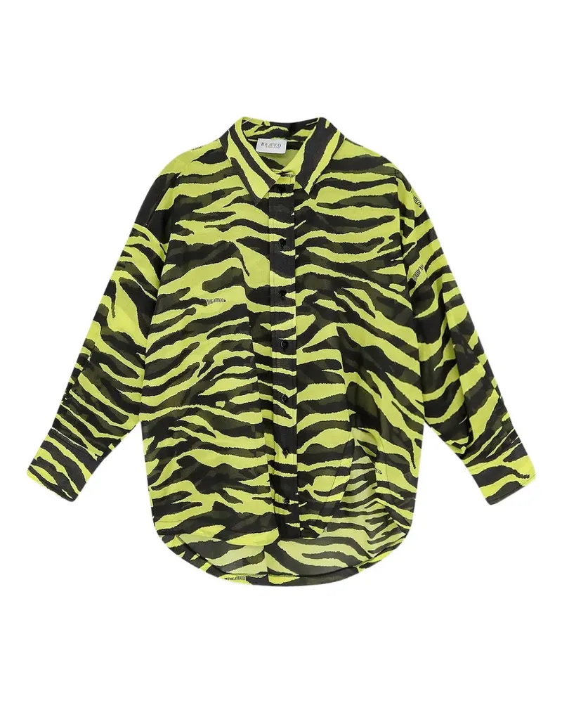 ATTICO asymmetric animal-print cotton shirt - Gelb Gelb