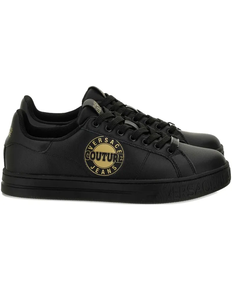 Versace Jeans Sneakers mit Logo-Schild - Schwarz Schwarz