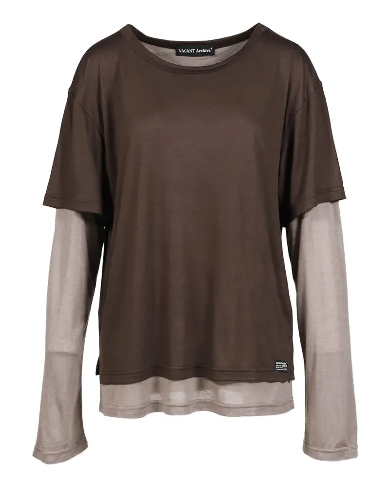 Post Archive Faction Mason T-Shirt im Layering-Look - Braun Braun