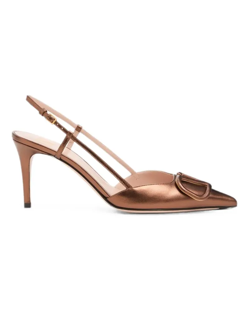 Valentino Garavani Vlogo Signature Slingback Pumps aus laminiertem Nappaleder 80mm - Braun Braun