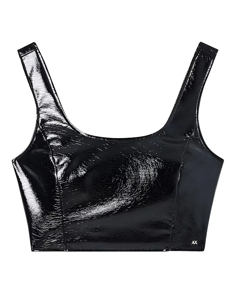 Armani Exchange Cropped-Top mit Lackoptik - Schwarz Schwarz