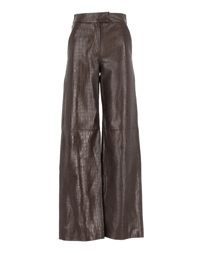 Federica Tosi Lederhose in Kroko-Optik - Braun Braun