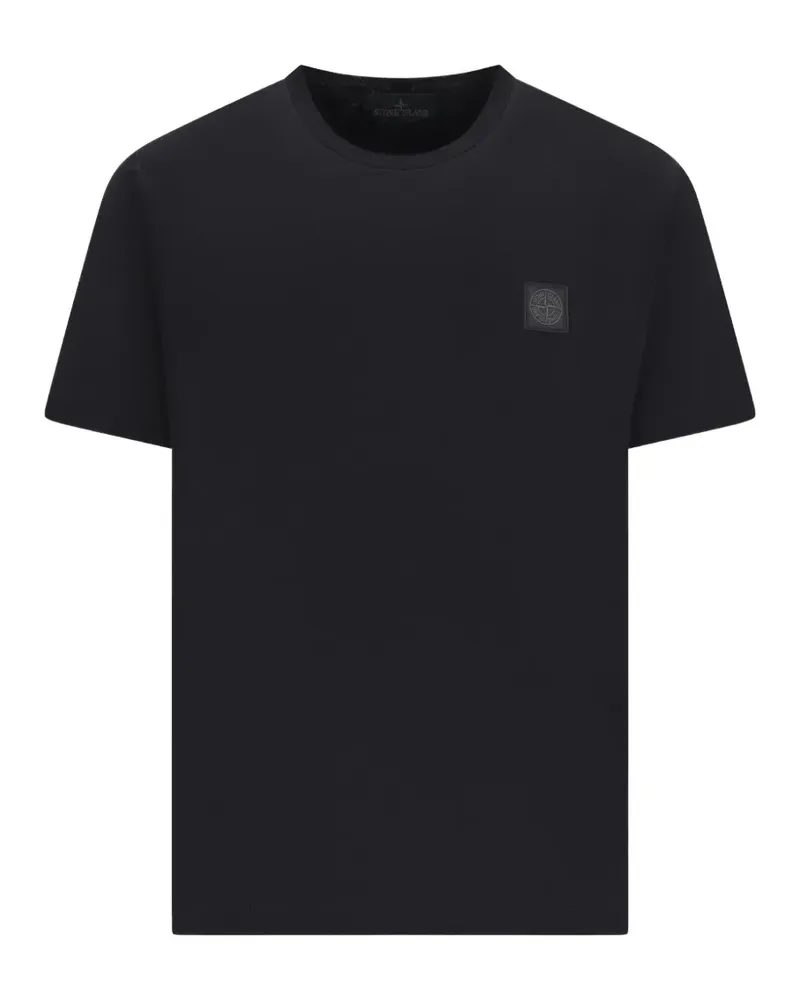 Stone Island 2100035 T-Shirt aus Bio-Baumwolljersey in Kreppoptik aus der S.I. Ghost Kollektion - Schwarz Schwarz