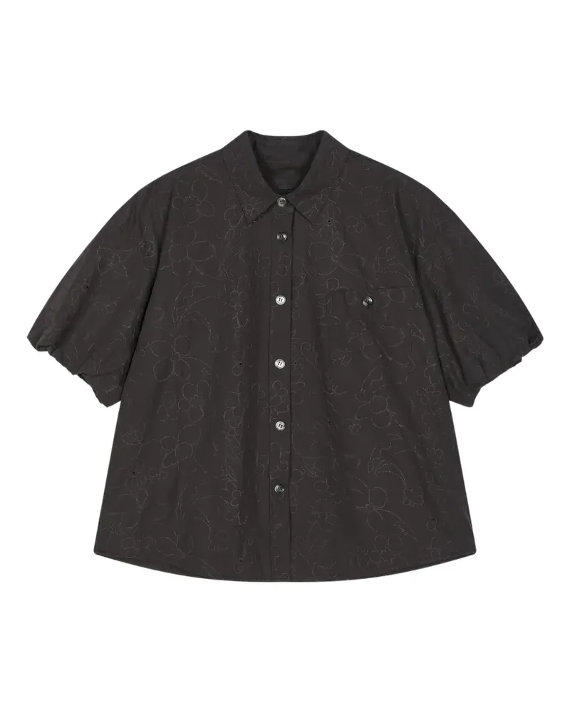 JNBY Puffärmel-Bluse mit Blumenstickerei - Braun Braun