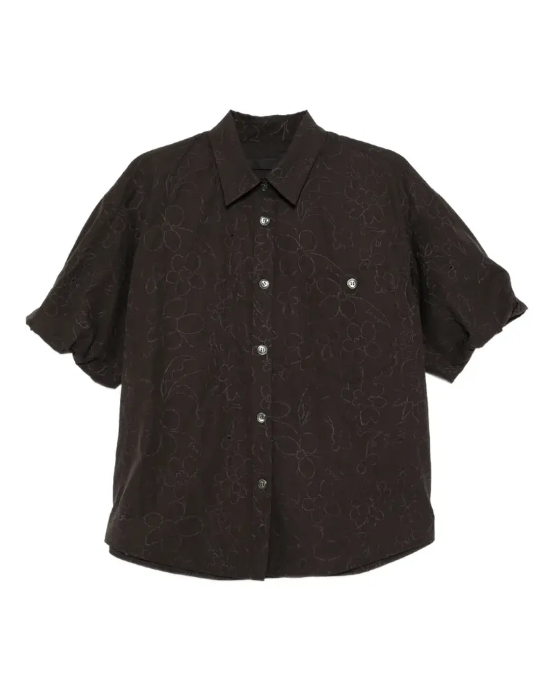 JNBY Puffärmel-Bluse mit Blumenstickerei - Braun Braun