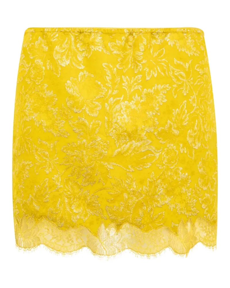 Saint Laurent Minirock aus Jacquard und Spitze - Gelb Gelb