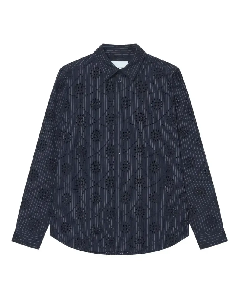 LES DEUX Kalen broderie-anglaise striped shirt - Blau Blau