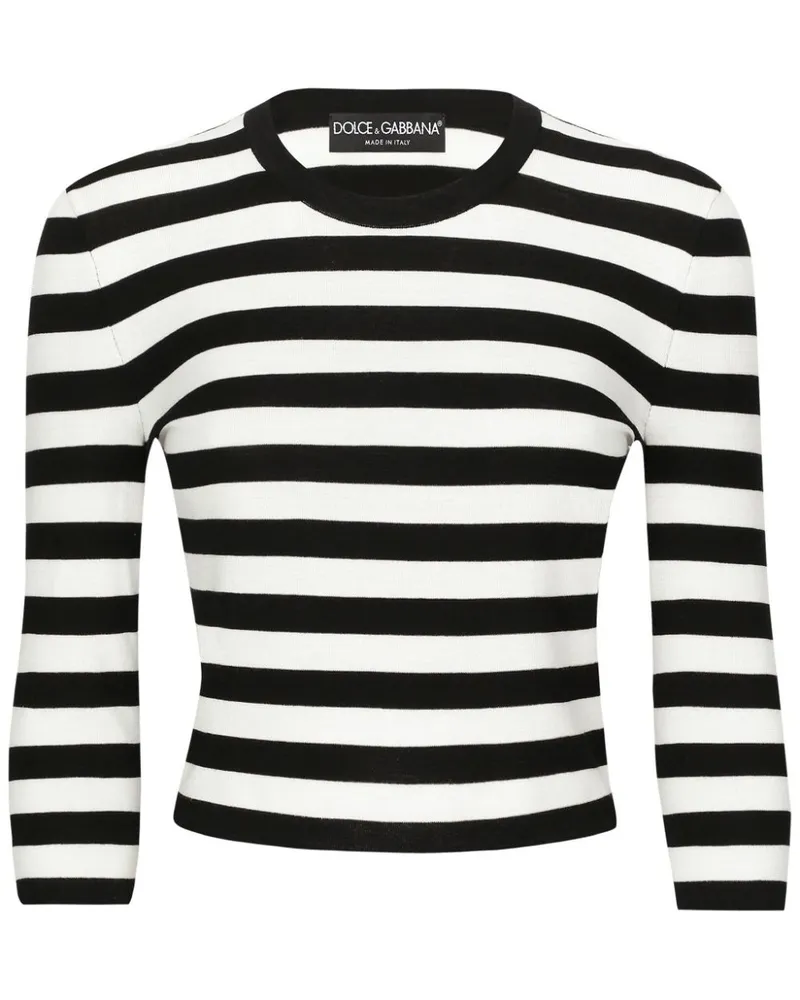 Dolce & Gabbana Gestreifter Cropped-Pullover - Weiß Weiß