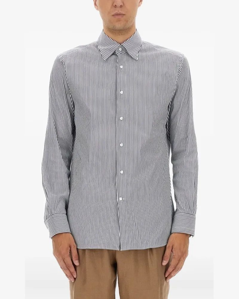 HUGO BOSS Gestreiftes Kamelhemd - Weiß Weiß