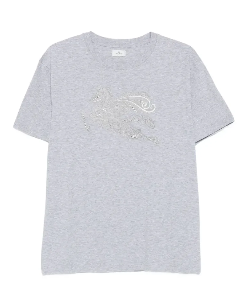Etro Verziertes Vogel-T-Shirt - Grau Grau
