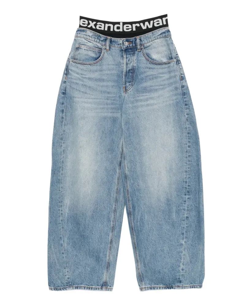 Alexander Wang Wide-Leg-Jeans mit Logo-Bund - Blau Blau