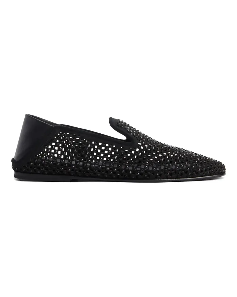 Giuseppe Zanotti Perforierte Loafer mit Strass - Schwarz Schwarz