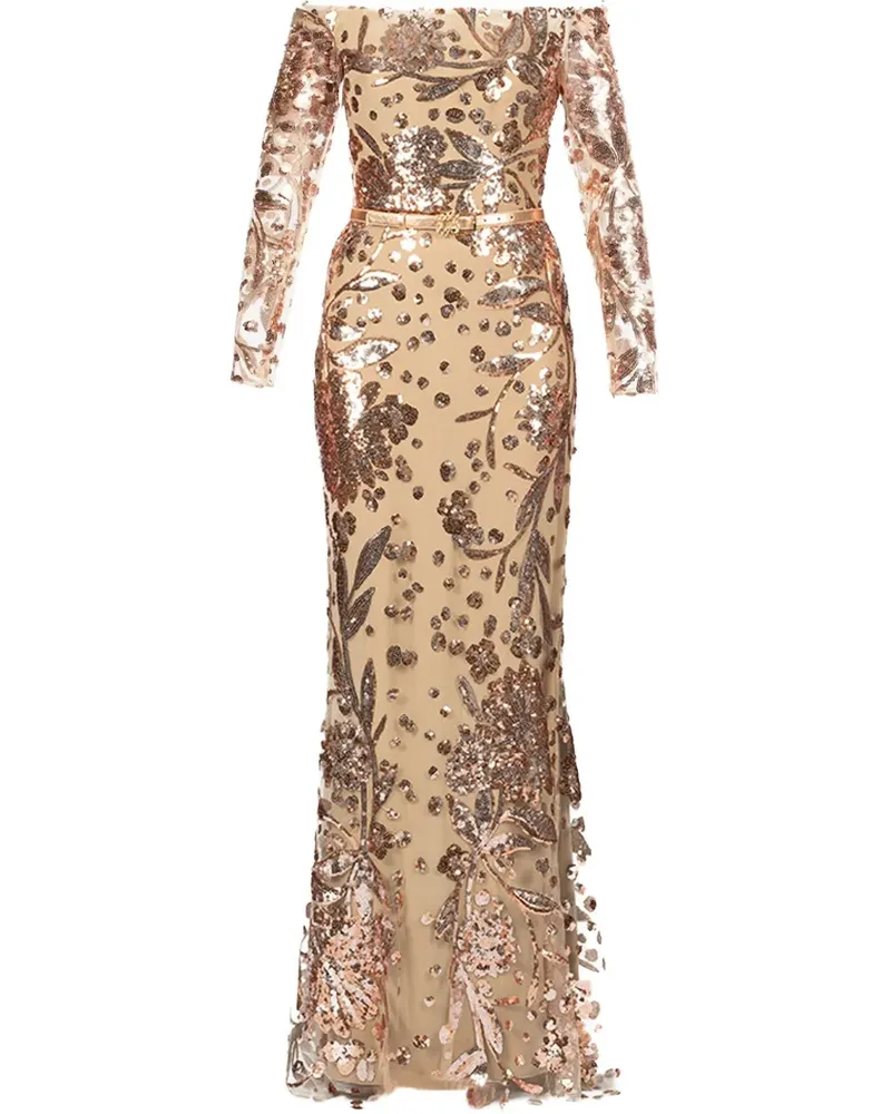 Elie Saab Besticktes Tüllkleid - Nude Nude
