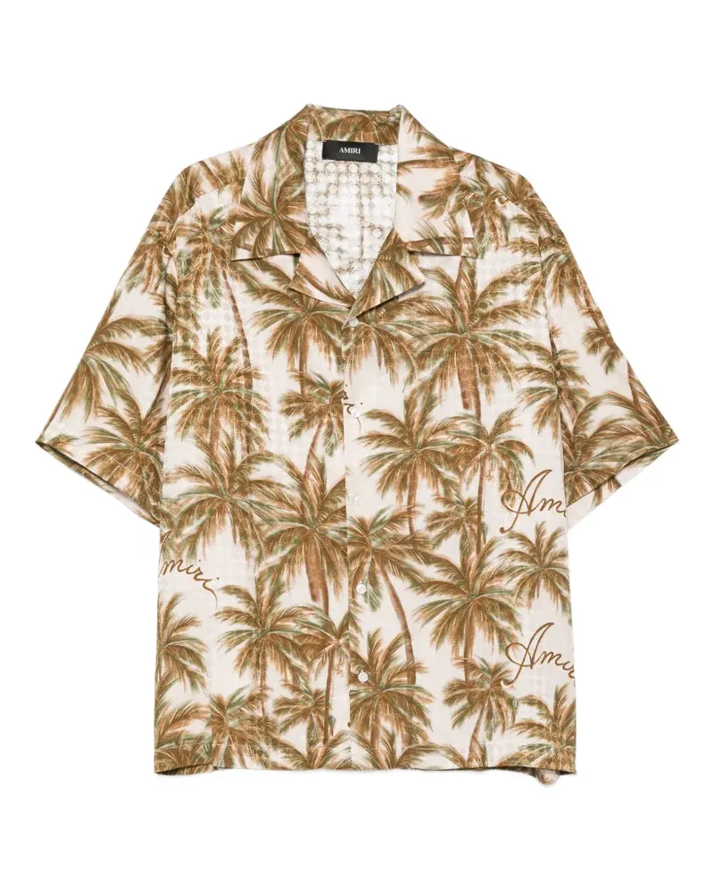 Amiri palm-tree-print silk shirt - Nude Nude