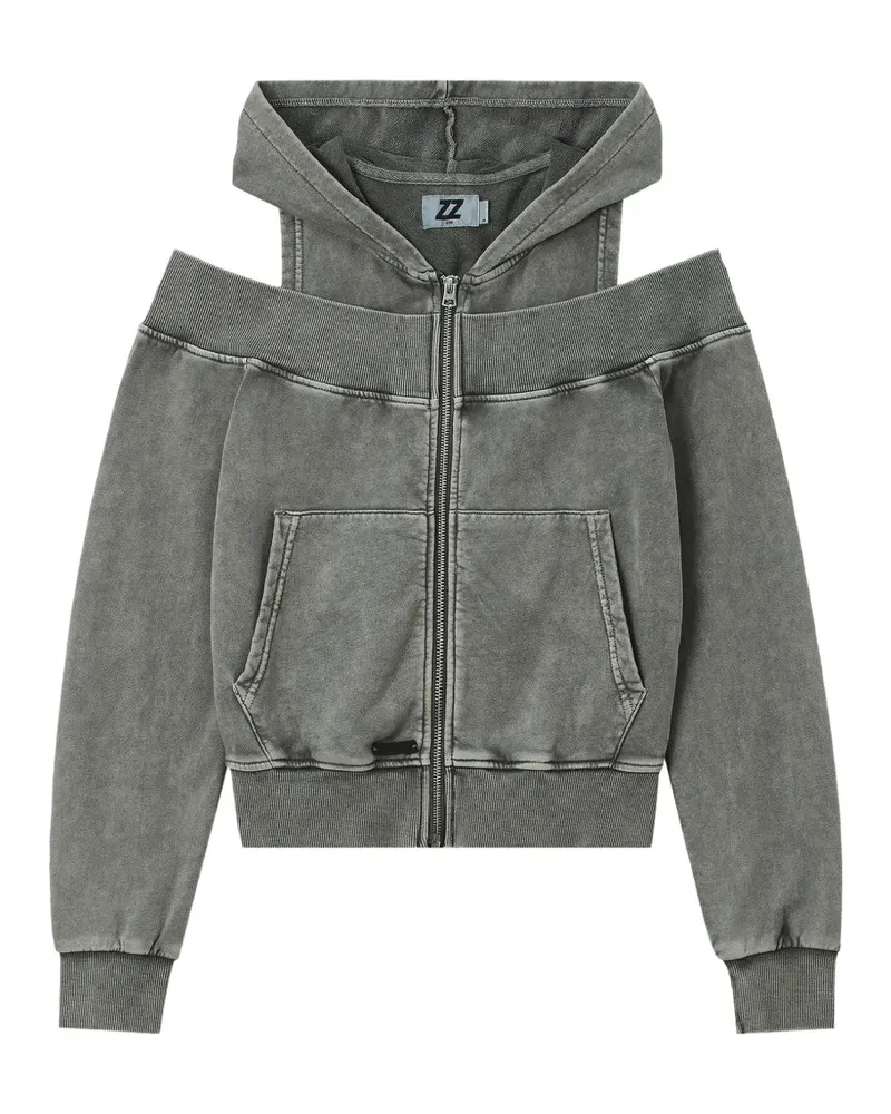 Izzue cold-shoulder zip-up hoodie - Grau Grau