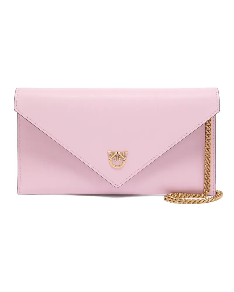 Pinko metal-chain leather clutch bag - Rosa Rosa