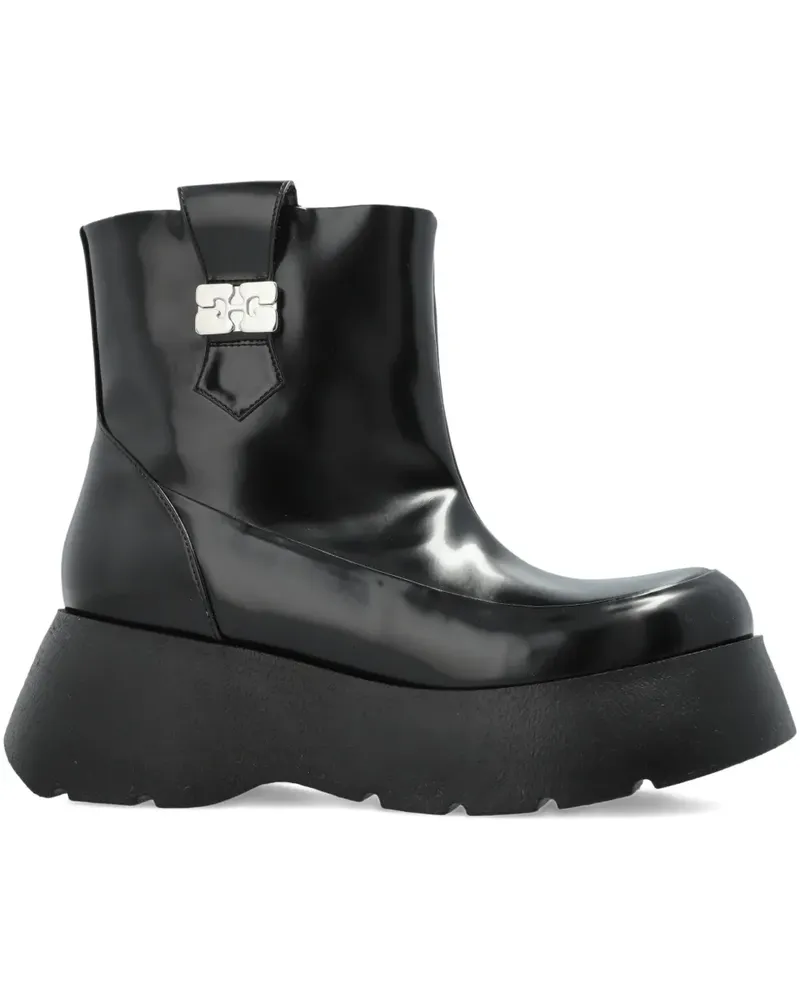 Ganni buckle platform boots - Schwarz Schwarz