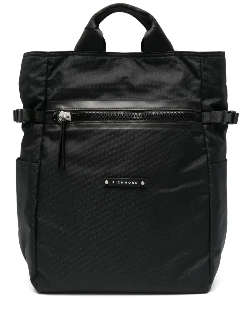 John Richmond Rucksack mit Logo-Patch - Schwarz Schwarz