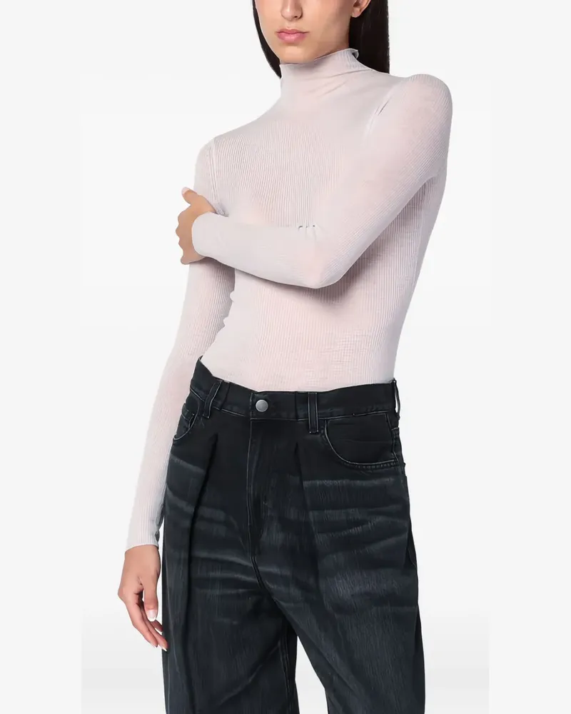 6397 Gerippter Pullover mit Rollkragen - Nude Nude