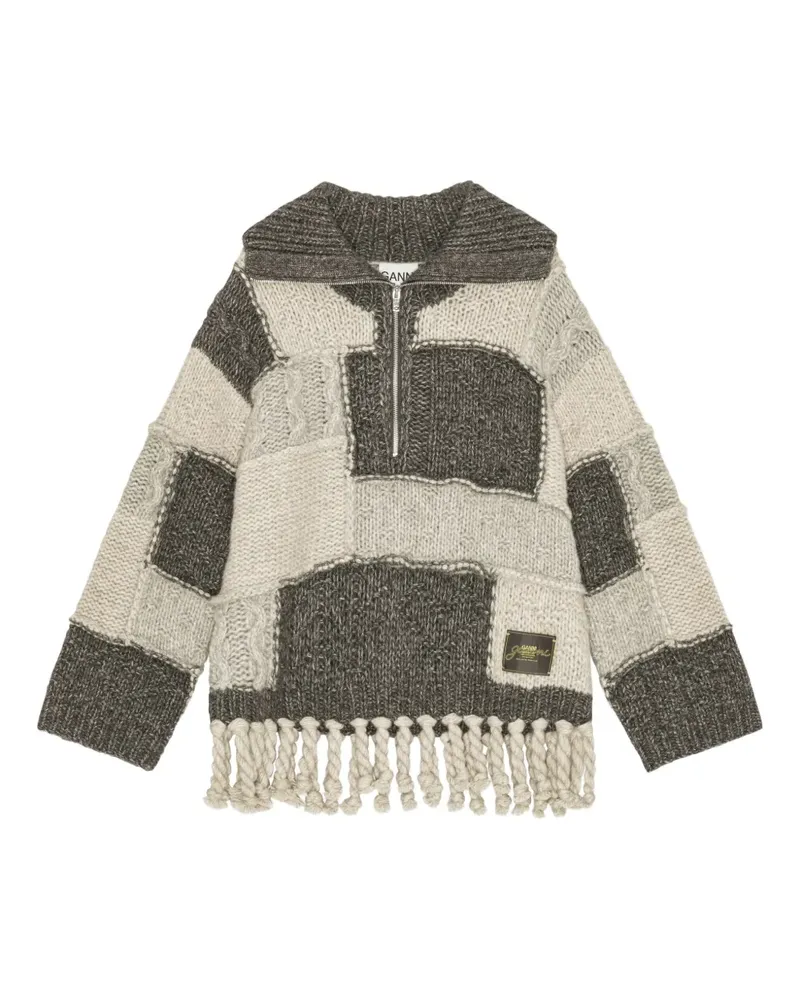 Ganni Pullover mit gestreiftem Einsatz - Grau Grau