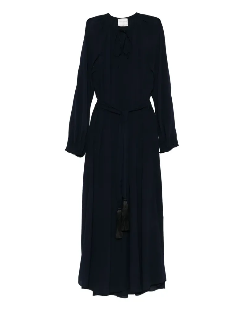 forte_forte Krawatten-Maxikleid mit Quasten - Blau Blau