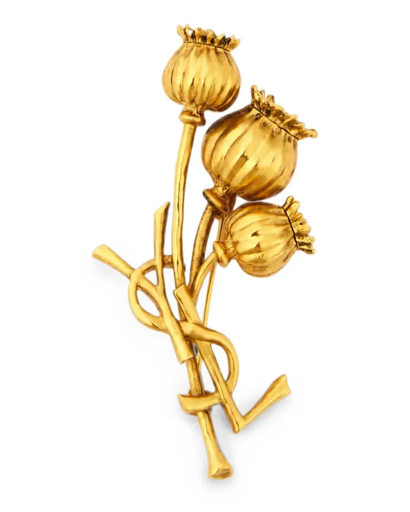 Saint Laurent Cassandre poppy brooch in metal - Gold Gold