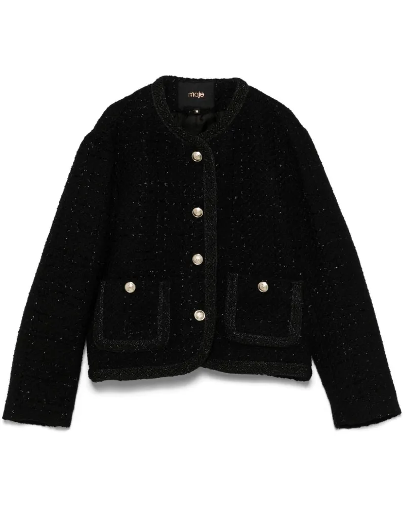 Maje Cropped-Jacke aus Tweed - Schwarz Schwarz