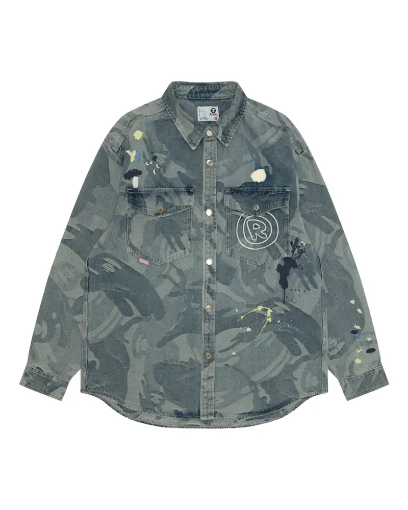 BAPE Hemd mit Camouflagemuster - Blau Blau