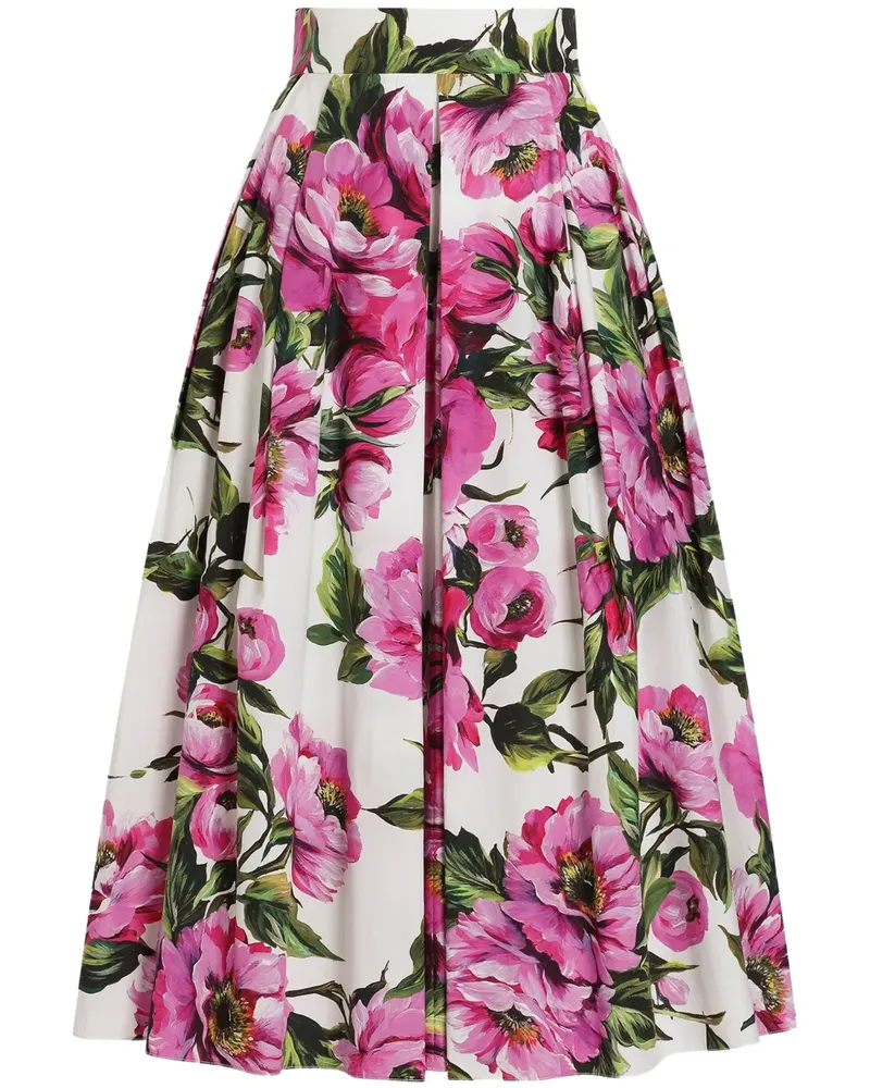Dolce & Gabbana Midirock mit Print - Weiß Weiß