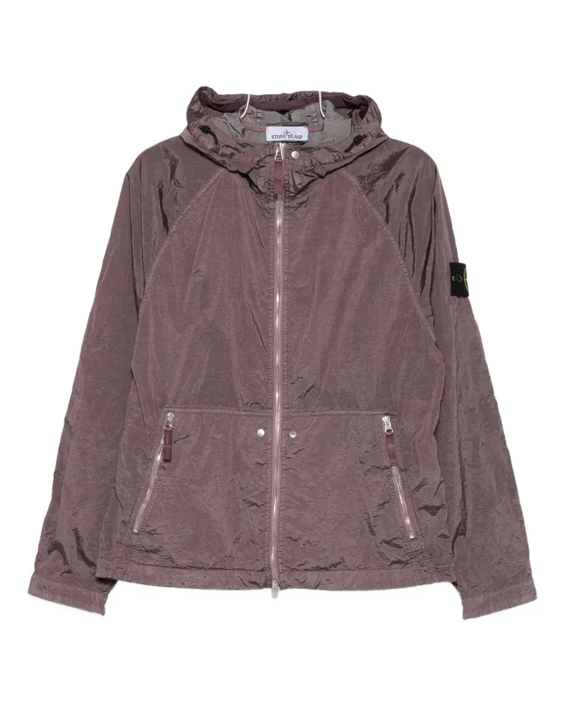 Stone Island logo-patch hooded jacket - Violett Violett