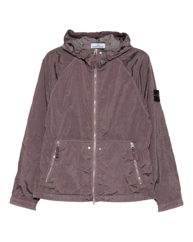 Stone Island logo-patch hooded jacket - Violett Violett