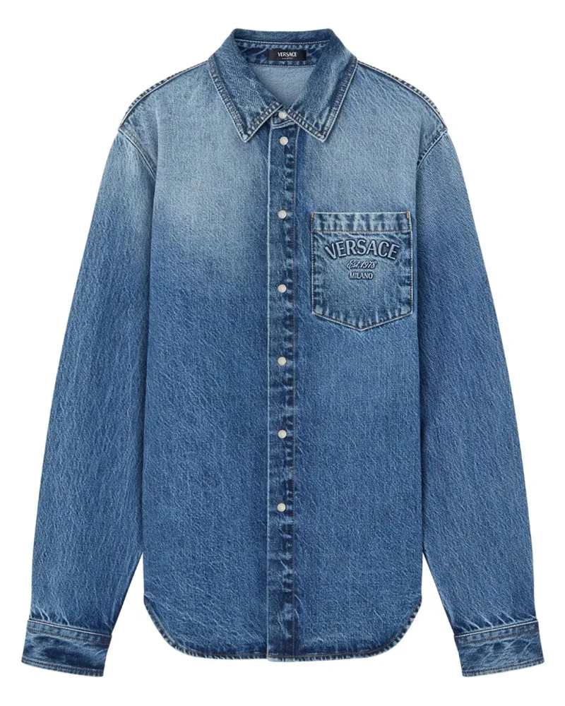 Versace Milano Stamp Jeanshemd - Blau Blau
