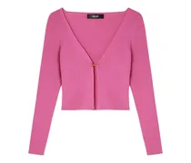 Gerippter Safety Pin Cardigan - Rosa