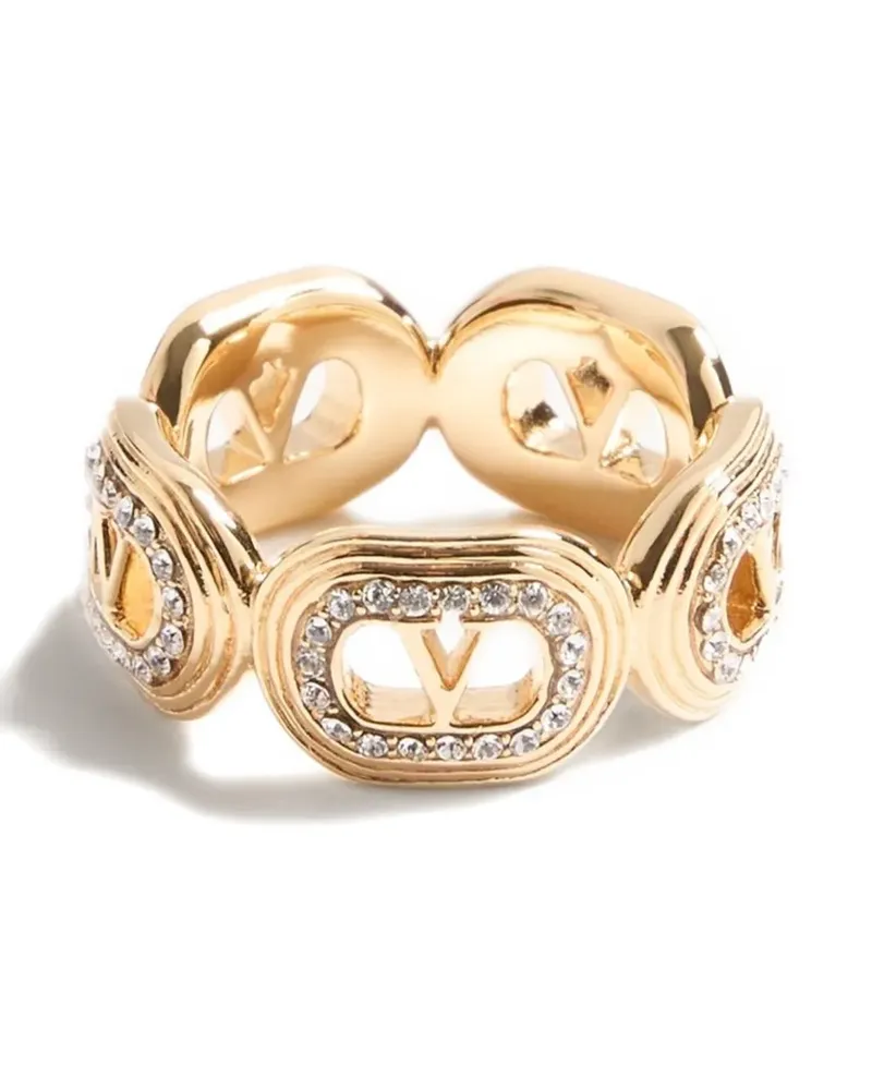 Valentino Garavani Ovalette metal and Swarovski® crystal ring - Gold Gold