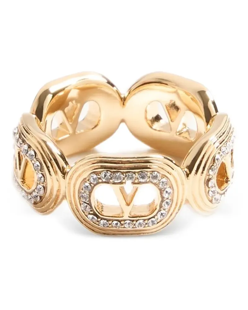 Valentino Garavani Ovalette metal and Swarovski® crystal ring - Gold Gold